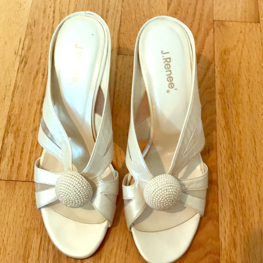 J. Renee cream satin heels.
